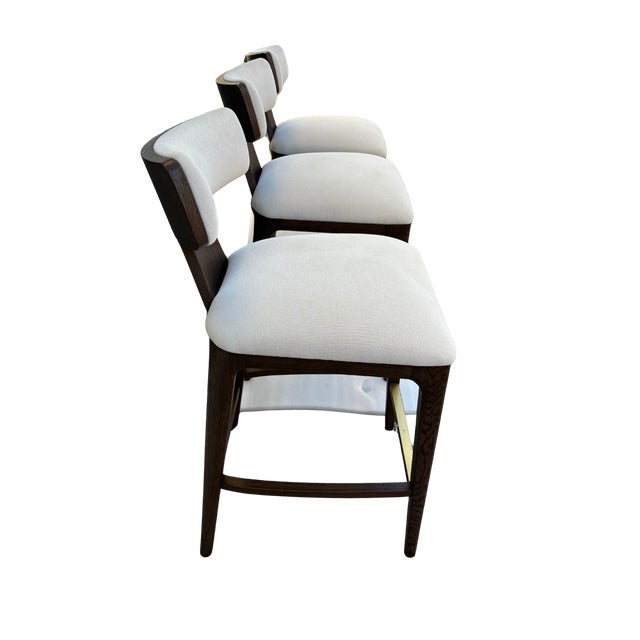 Contemporary Rh Ligné Fabric Counter Stools — Set of 3 For Sale - Image 3 of 15