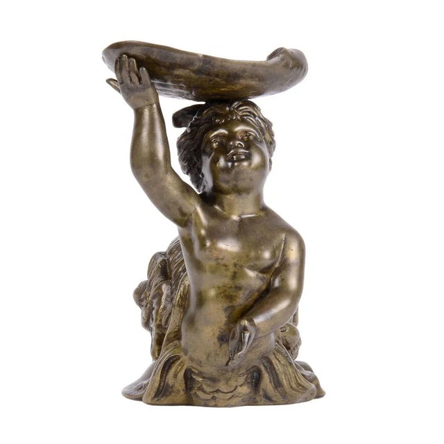 Early 20th Century Fantasy Snail Maiden Bronze Inkwell Holder For Sale - Image 4 of 8