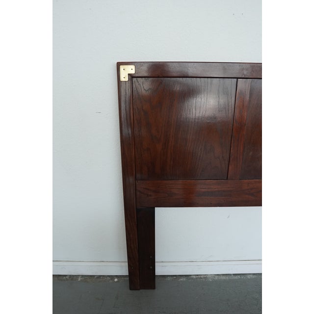 Wood Vintage Henredon Campaign-Style Queen Headboard For Sale - Image 7 of 10
