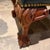 For your consideration, a Chippendale or Georgian style vintage leather footstool. It features a deep teal or slate blue...