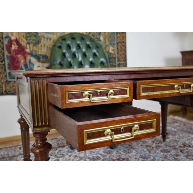 Brown English Extendable Desk with Leather Top For Sale - Image 8 of 10