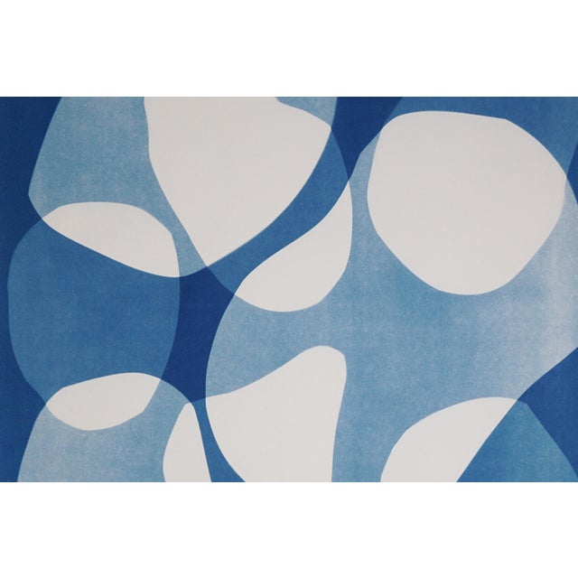 Blue Sacks of Stones, Abstract Geometric Diptych, Modern Floating Shapes, Handmade Monotype Cyanotype on Watercolor Paper., 2026 For Sale - Image 8 of 9