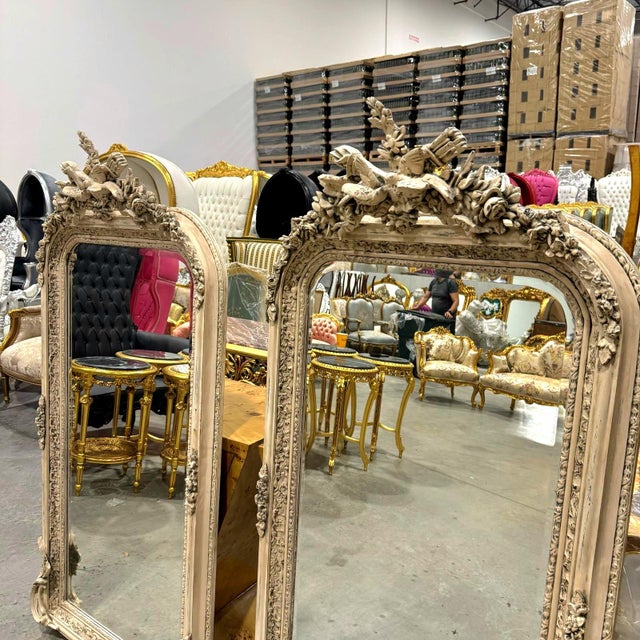 French 1990s Birds Motif French Style Floor Mirrors- Set of 2 For Sale - Image 3 of 12