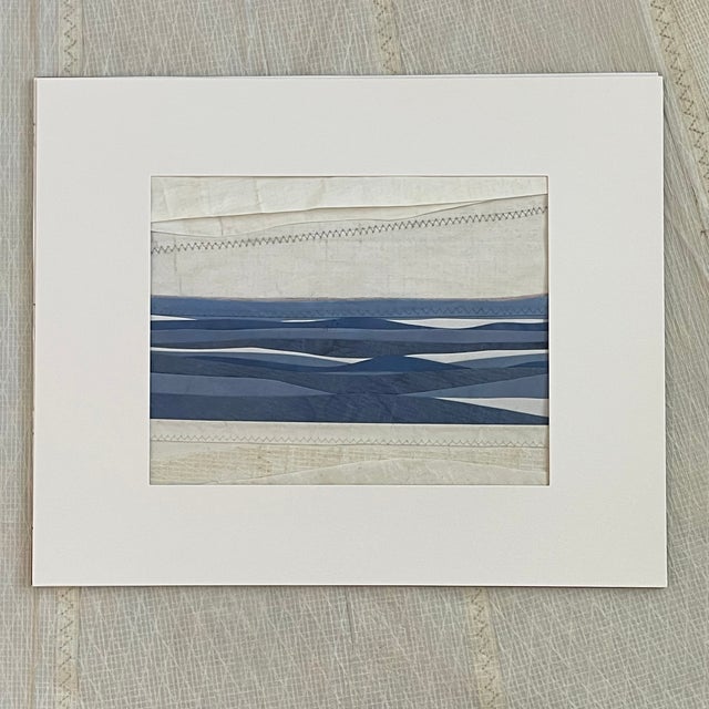 2020s Contemporary Semi-Abstract​ Mixed Media Nautical Sailcloth Landscape​ - By JJ-Hogan | Gratitude Is Peace, Framed For Sale - Image 5 of 10