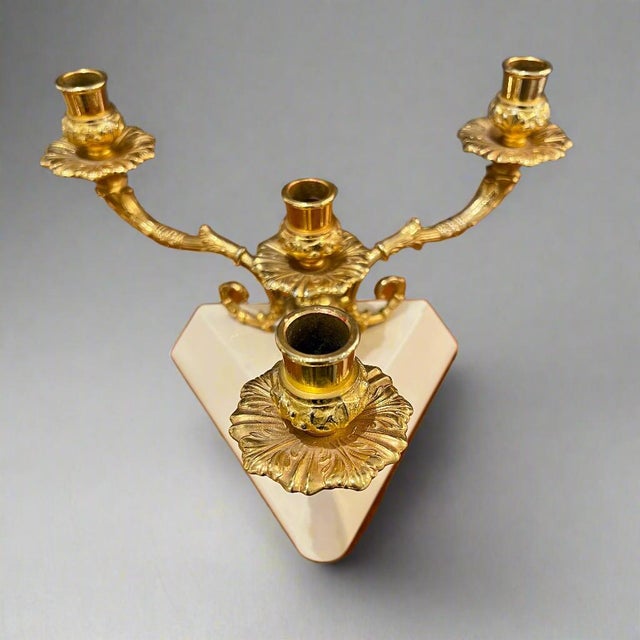 Metal 1960s Aldo Tura Modernist Three-Arm Candelabra For Sale - Image 7 of 8