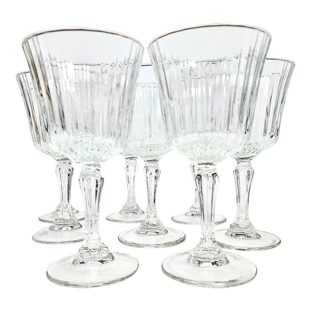 Fluted French Water Goblets- Set of Eight For Sale