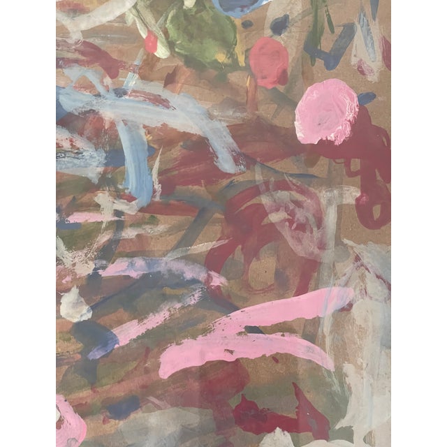 1970s Abstract Acrylic Painting Signed and Framed For Sale - Image 4 of 5
