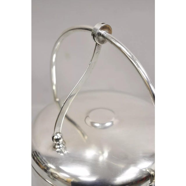 Mid-Century Modern Mid Century Modern Sheffield Silver Vintage Silver Plated Hinged Lid Ice Bucket For Sale - Image 3 of 11