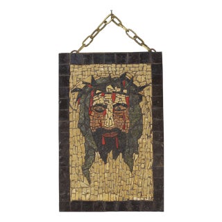 Vintage Brutalist Folk Art Mosaic Wall Tile, 1970s For Sale