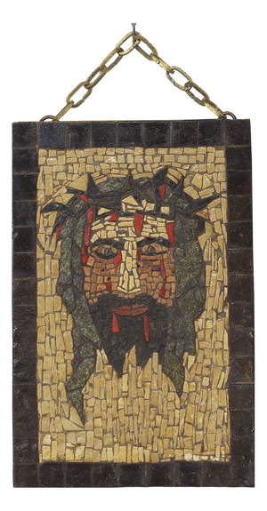 Vintage Brutalist Folk Art Mosaic Wall Tile, 1970s