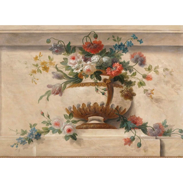 Large 19th Century French Overdoor Painting, Still Life Flowers For Sale In Tampa - Image 6 of 9