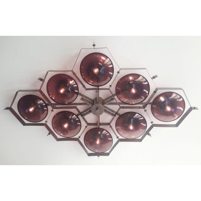 Not Yet Made - Made To Order 21st Century Beehive Bronze Amethyst Bubbles Murano Flush Mount by Fabio LTD For Sale - Image 5 of 6