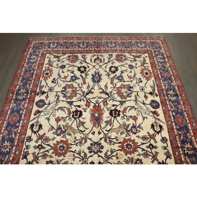 Late 19th Century 19th Century Zabihi Collection Ivory Antique Persian Teheran Carpet - 6'10" x 10'4" For Sale - Image 5 of 10