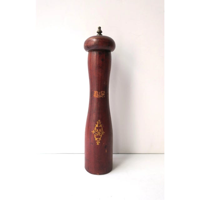 Italian Leather Peppermill, Mid-20th Century, Italy For Sale - Image 4 of 8