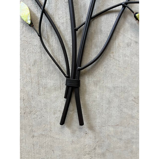 Curtis Jere-Style Wrought Iron Mother of Pearl Leaves Branches Wall Hanging For Sale In Dallas - Image 6 of 12