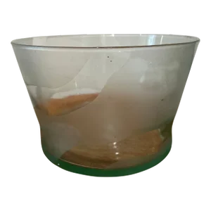 Vintage Murano Style Frosted & Clear Glass Vase /Bucket