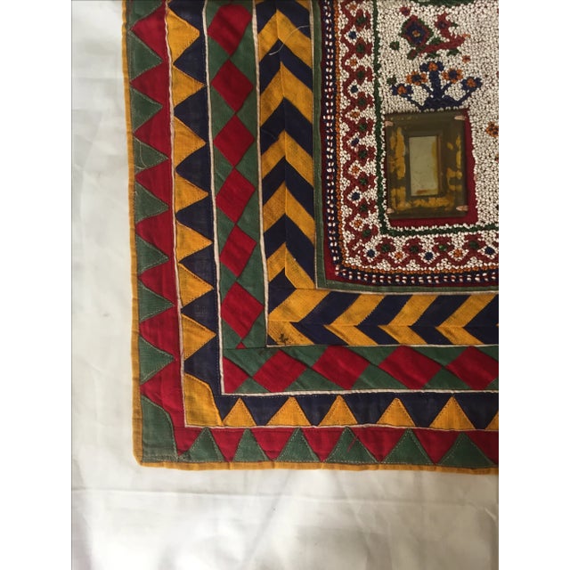 Textile Vintage Beaded Indian Peacock Tribal Wall Hanging For Sale - Image 7 of 7