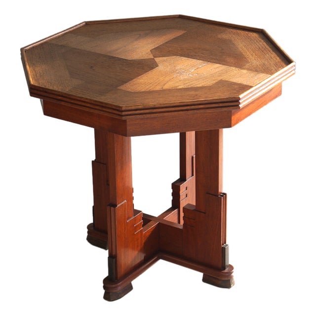 Amsterdam School Expressionist Table with Octagonal Top, Netherlands, 1920s For Sale