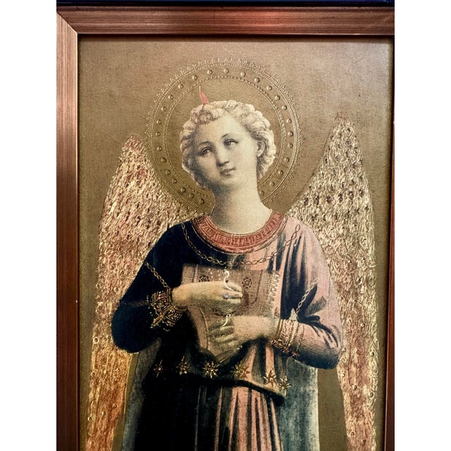 1950s Vintage Framed Prints of Renaissance Musician Angels, San Francisco Framing, a Pair For Sale - Image 5 of 6