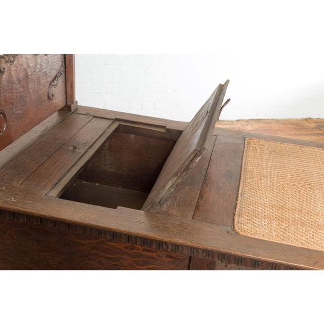 Javanese 19th Century Teak Wood Daybed with Storage and Hand Woven Rattan For Sale - Image 11 of 12
