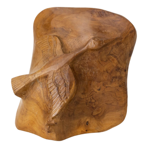 French Olive Wood Sculpture Flying Goose & Vide-Poche Reversible Objet, 1970s