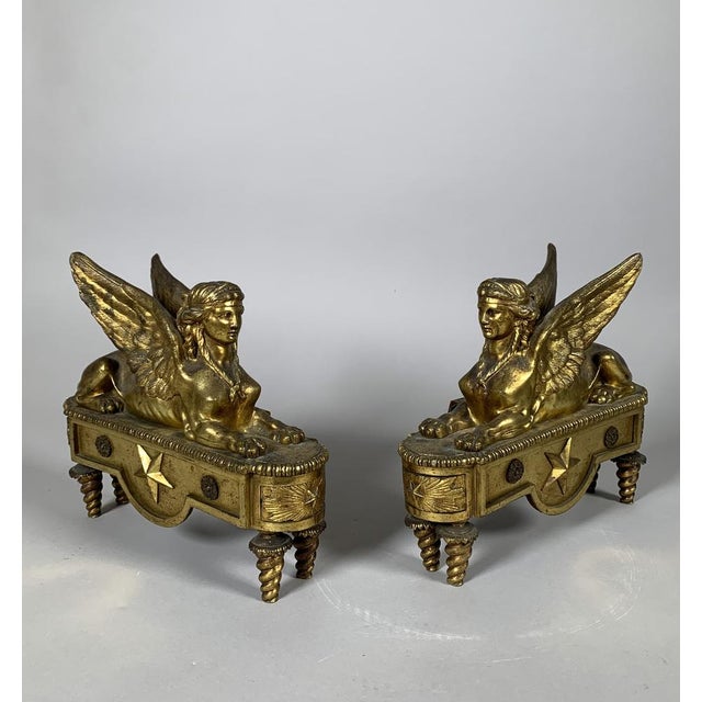Baroque Andirons with Sphinxes from Thomire, 1790, Set of 2 For Sale - Image 3 of 10