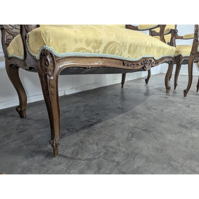 Napoleon III Walnut Living Room Set, Set of 5 For Sale - Image 9 of 11