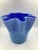 Contemporary Vintage Hand Blown Cased Blue Art Glass Signed Handkerchief Top Vase For Sale - Image 3 of 7