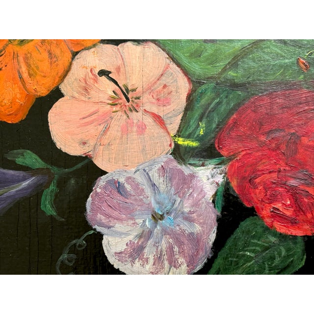 Mid 20th Century Mid 20th Century Folk Art Hand Painted Floral Tray For Sale - Image 5 of 8