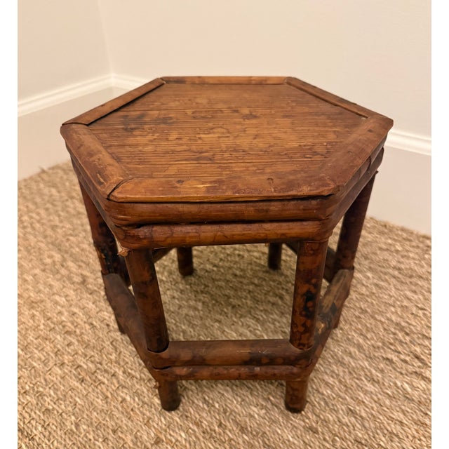 Mid 20th Century Vintage Tortoise Rattan Plant Stand For Sale - Image 5 of 9