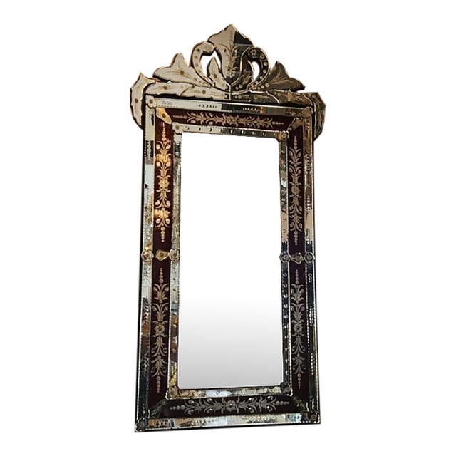 Early 20th Century Venetian Red Border Mirror For Sale