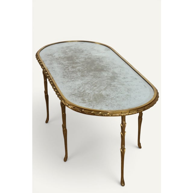 Baguès Coffee Table in Gilt Bronze and Aged Mirror, 1950s For Sale - Image 13 of 18