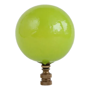 Handblown Glass Lamp Finial in Chartreuse on Bronze Hardware