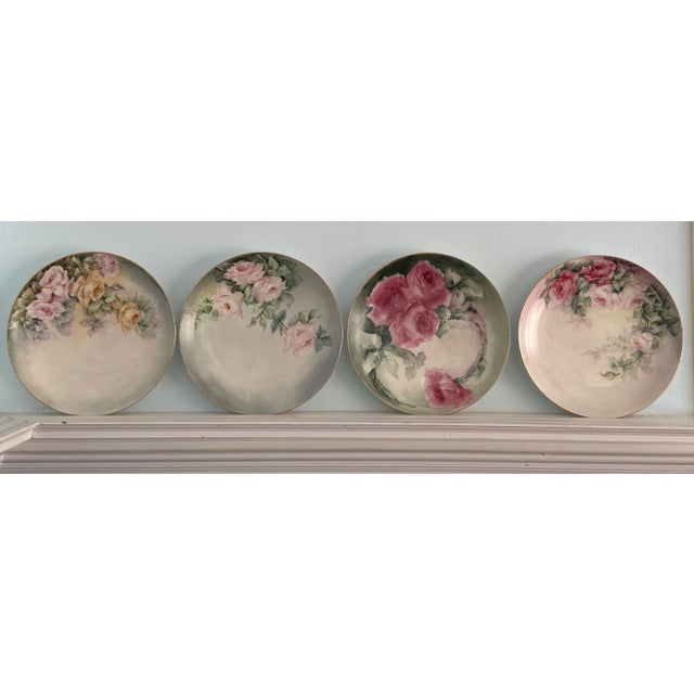 Early 20th Century Rare Set of Five Antique Hand-Painted Limoges Rose Cabinet Plates by j.a. Tompkins, C. 1900–1910 For Sale - Image 5 of 12