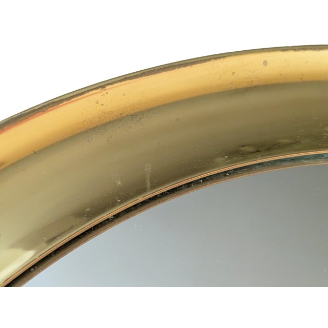 Large Italian Brass Wall Mirror, 1970s For Sale - Image 4 of 14