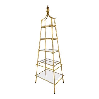 Gilt Metal Faux Bamboo Hollywood Regency Etagere' For Sale