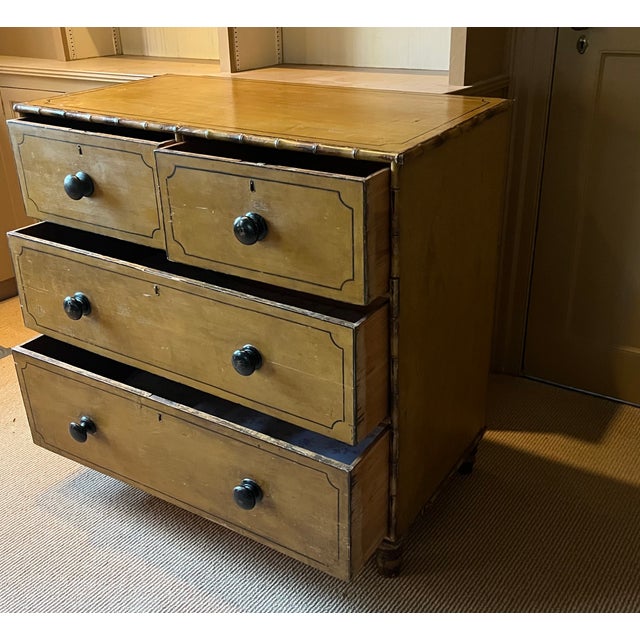 Antique 19th Century Regency Carved and Painted Faux Bamboo Chest of Drawers, England Circa 1830 For Sale - Image 13 of 18
