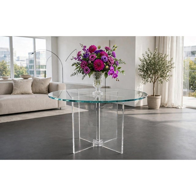 1970s Vintage Acrylic Glass and Crystal Table, 1970s For Sale - Image 5 of 6