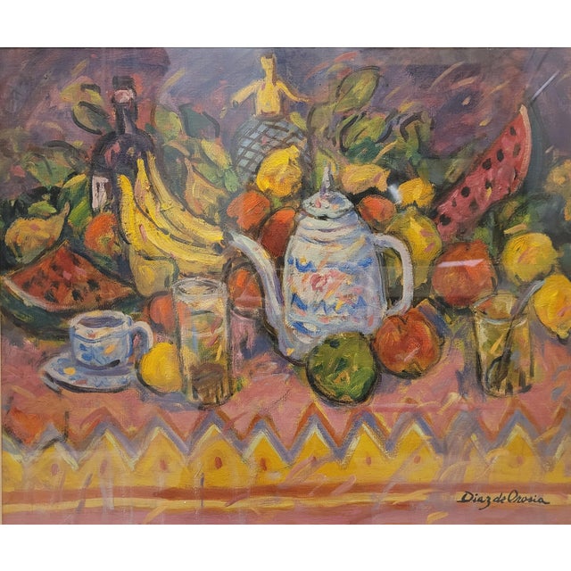 Roberto Díaz de Orosia, Bodegón con frutas, 1960s, Oil on Canvas For Sale - Image 7 of 18