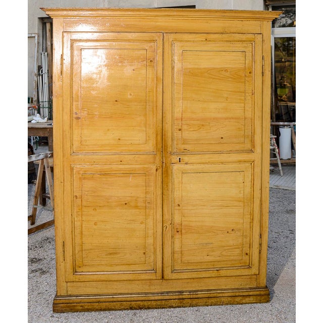 Antique Rustic Two-Door Wardrobe in Yellow Lacquered Fir Wood, Italy, 1800s For Sale - Image 11 of 18