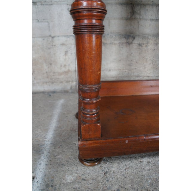 Late 19th Century Antique Arts & Crafts Mahogany Hall Tree Stand Entry Console With Marble & Mirror For Sale - Image 12 of 12