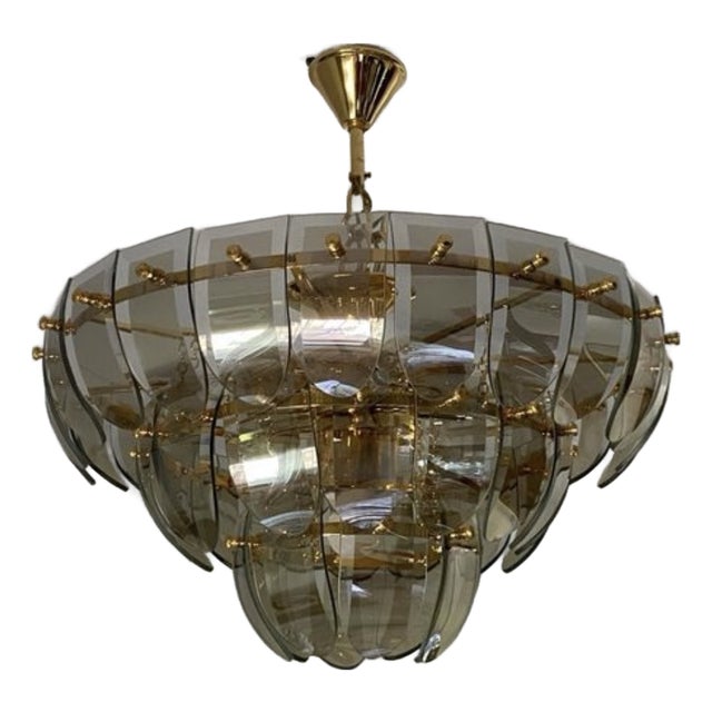 Murano Style Amber Glass Chandelier, 1970s For Sale