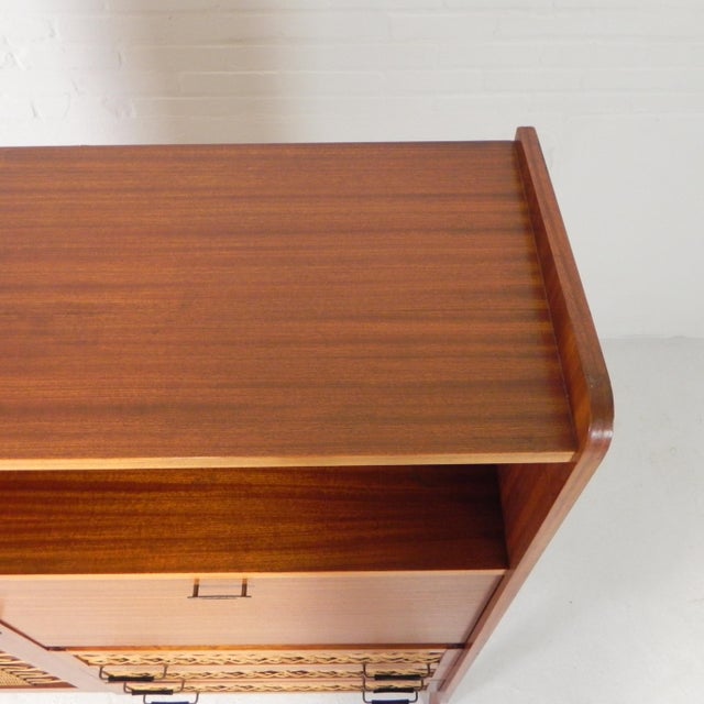 Wood Vintage Secretaire in Rattan and Wood, 1960s For Sale - Image 7 of 18