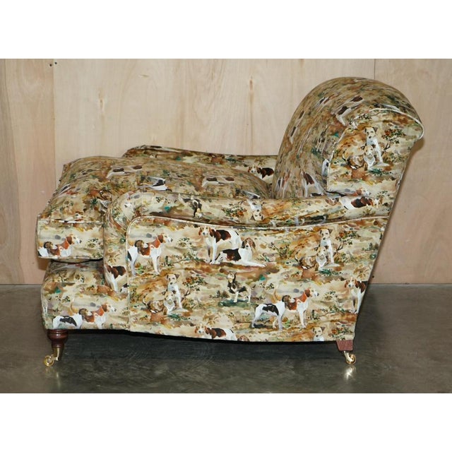 Set of Love Seat Armchairs in Mulberry with Hounds Fabric from Howard For Sale - Image 15 of 18