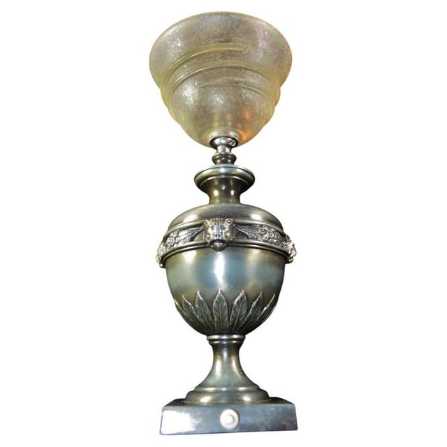Art Deco French Amphora Table Lamp with Opaline Glass Globe attributed to Brandt, 1930s For Sale - Image 13 of 13