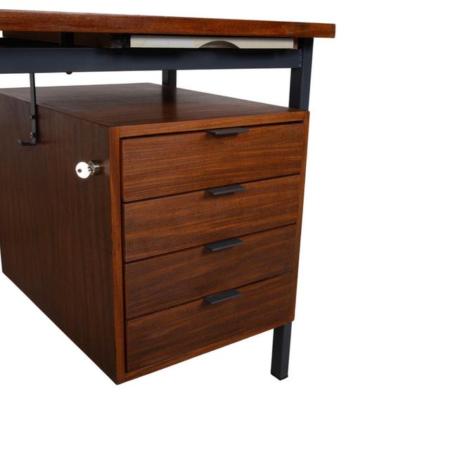 Wooden Apples, Wooden Desk, Brown Teak, Bauhaus Style, Drawers For Sale - Image 6 of 17