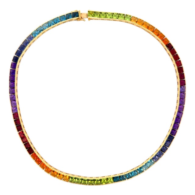H. Stern 18k Gold Brazilian Rainbow Gemstone Necklace, 49.80 Carats, Circa 1990 For Sale