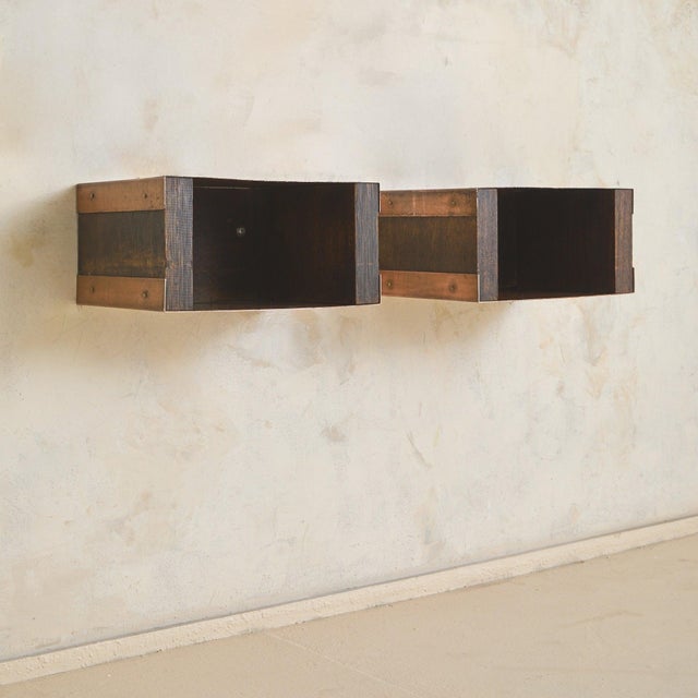 Italian Etched Copper Wall-Mounted Side Table by Victor Cerrato, 1960s For Sale In Chicago - Image 6 of 11