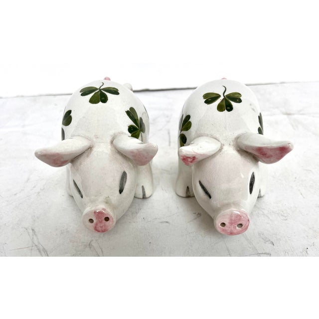 Mid 20th Century Plichta Clover Design Hand Painted Ceramic Pigs - Set of 2 For Sale - Image 11 of 14