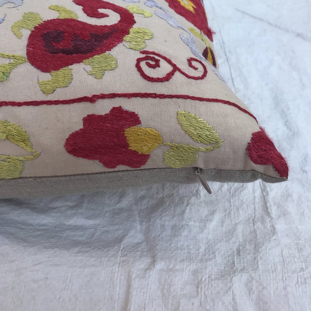 Textile Embroidered Suzani Pillow For Sale - Image 7 of 11